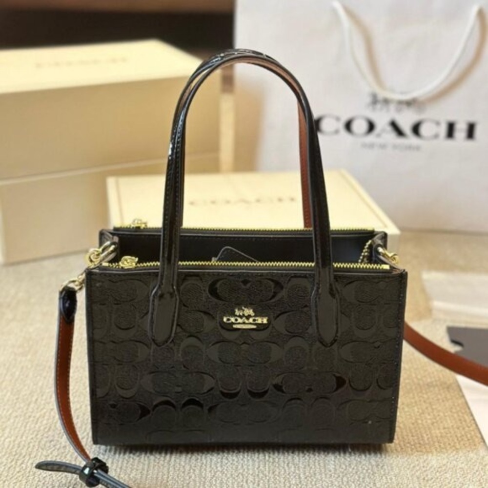 Coach Black Satchel with Gold Details